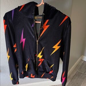 Aviator Nation Black Hoodie with Lightning Bolts